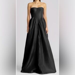 Zac Posen Elegant Black Strapless Maxi Dress